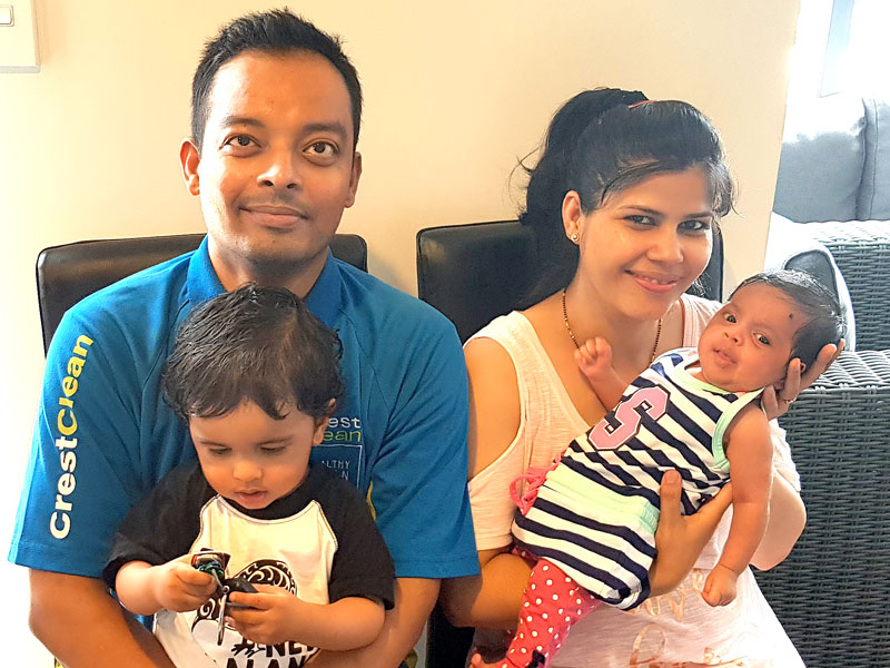Kapil Bhatt with his wife Preeti and new baby girl Yana and son Dev.