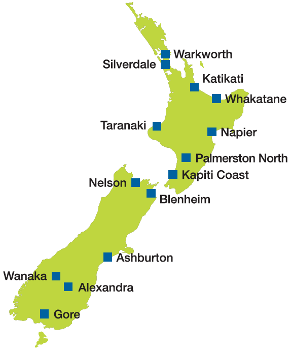 New Zealand Regional Map - CrestClean Franchises for Sale