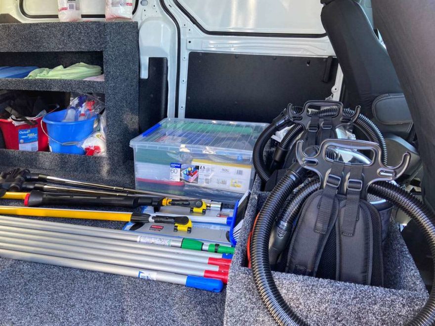 Storage compartments inside van