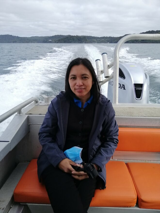 Woman on board a boat.